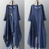 Zanzea Asymetryczna sukienka midi sprawdź kobietę Kobieta w kratę z długim rękawem Summer Sundress Casual Shirt Sacie 220521