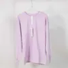 Camisola feminina casual larga perfeita para esportes, gola redonda, manga longa, camiseta para corrida, fitness, roupas de academia