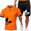 Men Brand Sets Tracksuit 100% katoenen T -shirt Men kleding mode mode streetwear massief kleurenpak mannelijke casual sportkleding 2 -delige korting