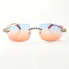 New Model Bouquet Blue Diamond Sunglasses 3524015 with Natural Orange Wood Legs and 58mm Cut Lenses