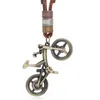 Colar de bicicleta de metal pendente de bronze retrô de colar de bicicleta cadeia de couro ajustável para homens homens jóias de moda de hip hop