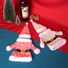 Vinflaskor täcker fest stickat klädbälte nya juldekorationer jultomten flaska täcker Xmas gåvor hembord prydnader 6 9gl Q2