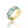 Colorful Enameled Evil Eye Ring Gold Plated Adjustable Copper Ring Jewelry for Gift