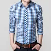 Men's Casual Shirts Classic Long Sleeve Plaid Men Button Down Shirt Slim Fit Mens Check Cotton 2022 Autumn Dress 4XLMen's Eldd22