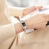 Wristwatches Rectangular Luxury Couple Watch Gold Fashion Stainless Steel Lovers Quartz Wrist Watches For Women Men Analog Date Wr4396437