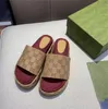 2022 Lyxdesigner Kvinnor Sandal Canvas Platform Tofflor Real Leather Slides Beach Slipper Outdoor Party Sandaler