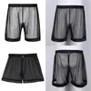 Underpants Gay Mens Lingerie See Through Mesh Loose Lounge Boxer Shorts Underwear For Night Stretchy ShortsUnderpants