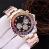 caijiamin-Herren Automatische Mechanische Uhren 40mm Voll Edelstahl Regenbogen Diamant Lünette Armbanduhren Montre de luxe Schwimmen