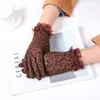 Five Fingers Gloves 1 Pair Fashion Sexy Leopard Women Lace Sunscreen UV-Proof Driving Ladies Mesh Short Thin