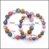 Bracelets porte-bonheur bijoux 8Mm Bracelet en pierre givrée pour hommes mode pierres naturelles perles Chakra Yoga bracelet Dh74F