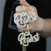 Примолаживание хип -хоп багет Письмо подвесное ожерелье для мужчин Micro Pave Bling 5a кубическая циркония кубинская веревка -цепь панк -рэпер Ювелирные изделия