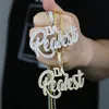 Iced Out hiphop stokbroodletter hanger ketting voor mannen micro pave bling 5a kubieke zirconia cubaanse touwketen punk rapper sieraden283i