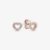 100% autentisk 925 Sterling Silver Open Heart Stud Earrings Fashion Earring smycken Tillbehör för kvinnors gåva