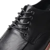 Vintage Leather Toe Layer Cowhide Men's Platform Shoes Casual Men