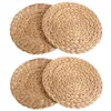 4Pc Natural Water Gourd Woven Placemat Round Rattan Table Mat Pad Green Tropical Wedding 220610gx