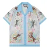 Luksusowa designerska koszula Mens Fashion Tiger Lett V Silk Bowling Shirt Summer Hawaiian Men Slim Sukienka z krótkim rękawem M-3xl