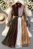 Wavsiyier Luxus A-line Boho Patchwork Herbst Elegante Kleider Frauen Party Langarm Hohe Taille Vintage Kleid Frühling Spitze 220317