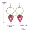 Ciondola Orecchini Lampadario Gioielli Orecchino Stampa Geometrica Colorf Eardrop Afro Legno Moda Legno Cerchio Dichiarazione Per Donna Lady Drop D