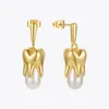 enfashion trendy Teeth Pearl drop oling for woman for gold color Earings