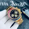 2023 40 mm Herrenuhr, automatische mechanische Bewegung, Uhren, Gummi/Stahl, Regenbogen-Diamant-Lünette, Saphirglas, wasserdichte Armbanduhren, Montre de Luxe mit Box