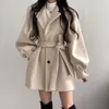 Women's Wool & Blends Women Casual Elegant Lantern Sleeve Outerwear Trendy Korean Style Female Ulzzang Solid Streetwear Preppy Clothing Chic