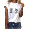 Women t shirt Summer Skull Middle Finger harajuku Print ladies Tshirts Short Sleeve Casual Streetwear Tee Shirt femme 220526