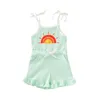 Ropa de diseñador para niñas Summer Rainbow Lace-up Tirantes Monos Onesies Casual Boutique Rompers Tank Top Shorts Sisters Wear B8100