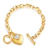 Bracelets de charme Kurshuni Moda Love Heart For Women Gold Silver Color Stoinless Aço Cadeia Bileklik Bangles Jóias Kent22