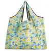 Nouveau sac fourre-tout pliable couleurs ECO réutilisable Polyester Portable épaule sac à main dessin animé vert pochette pliante sac à provisions
