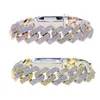 Catene Big Heavy Iced Out Bling 5A Cubic Zirconia Two Tone Triple Row 19MM Larghezza Bracciale a catena a maglie cubane Collana per uomo BoyChains