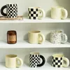 Noordse monochrome cup zwart -wit dambord mok keramische cup ins koffie kopje schotel afternoon tea cups creatieve mokken2206099