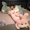 Kawaii Karikatür Tavşan Dolgulu Bebek Dev Yumuşak Uyku Hugging Bunny Peluş Oyuncak Çıkarılabilir ve Yıkanabilir Uzun Yastık 47inch 120cm