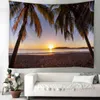 Nórdicos em Windside Seaside Coconut Tree Landscape Tapestry Art Deco Blanket pendurado quarto Decoração da sala de estar Mandala bohemia j220804