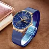 Wristwatches Women Watches Ultra-Shin Calendar Week Quartz Watch Ladies Mesh Stainsal Steel Gift Reloj Muje Boxwristwatches Wris