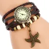 Wristwatches Gnova Platinum Ethnic Bracelet Watch Sea Star Charm Vintage Genuine Leather Wristwatch Girl Fashion School A902Wristwatches Wri