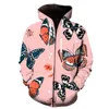 Męskie bluzy męskie bluzy męskie kreskówki Butterfly Autumn 3D zamek błyskawiczny Mężczyźni/kobiety bluzy Hoodshirt Hoodwear Wysokiej jakości męskie