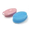 Exfolierande silikon kroppskrubber dusch loofah blå rosa gröna dubbelsidiga badborstar