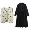 Boho Women Crochet Knit Vest Waistcoat Floral Pattern Sleeveless V-Neck Cardigan M6CD 220719