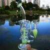 재고 이중 재활용기 Feb Egg Hoockahs Glass Bongs Oil Dab Rigs Turbine Perc Water Pipes 두꺼운 유리 독특한 Bong 14mm 암컷 조인트 보울