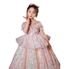 2022 Розовый бальный платье с розовым бисером для девушек театрализованные платья для малышей
