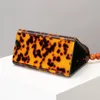 Avondtassen Leopard Amber Acrylhars kralen vrouwen messegner trapezoid doos vrouwelijk crossbody schouder in hetventienende avond evenevending