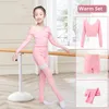 Sahne Giyim Çocuk Kız Bale Kazak Kısa Seti ile Dans Jimnastik Örme Bacak Isıtıcı Uzun Kollu Kışın Üzerinde Çekin