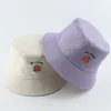 Frauen Eimer Hut Niedlichen Cartoon Bestickte doppelseitige Fischer Hut Koreanischen Stil Solide Outdoor Sonnenschutz Bob Hüte