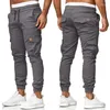 Calças masculinas Carga Homens Skinny Jeans Calças Elásticas Cintura Cordão Cinza Moda Streetwear Flap Bolsos Casual 2023Men's