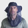 Berretti Cappello da sole estivo Uomo Donna Boonie in cotone con rete Protezione UV esterna Tesa larga larga Escursionismo Pesca Safari Bee Farmer HatBerets Oli