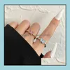 Кластерные кольца ювелирные украшения женщины элегантное капельное кольцо кольцо синяя конфеты милая сладкая девушка регулируем