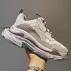 New Paris 17FW Triple S Дизайнерская обувь Balencigas Мужские женские прозрачные подошвы Крупногабаритные спортивные черные белые блестящие зеленые роскошные кроссовки