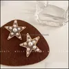 Charm Ohrringe Schmuck Imitation Perle Material Pentagramm Design Legierung 930 Drop Lieferung 2021 Dhd6d