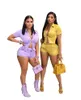 New Wholesale Summer Tracksuits Two Piece Set Women Outfits Solid Short Sleeve Silk Shirt Top+Shorts Matching Set Casual Sports Suits Bulk Sale 7421