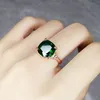 Anel de esmeralda banhado a ouro rosa 18k para mulher com pedras preciosas qua anel de cristal verde 89 D32913162